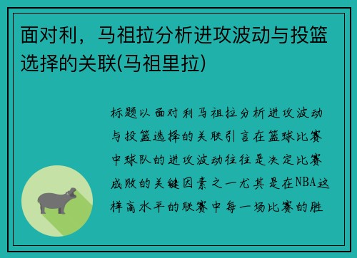 面对利，马祖拉分析进攻波动与投篮选择的关联(马祖里拉)